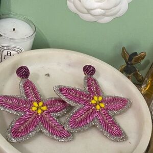 Authentic large Olivia Dar pink flower earrings